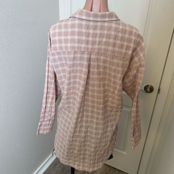 Maeve by Anthropologie Pink Plaid Blouse Sz S - Picture 3 of 4